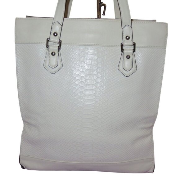 Coach 2014 Charlie Embossed Python Leather Large Tote Bag in Chalk White - Picture 2 of 16